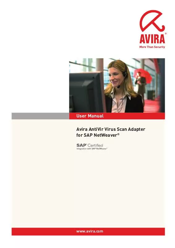Mode d'emploi AVIRA ANTIVIR VIRUS SCAN ADAPTER FOR SAP NETWEAVER