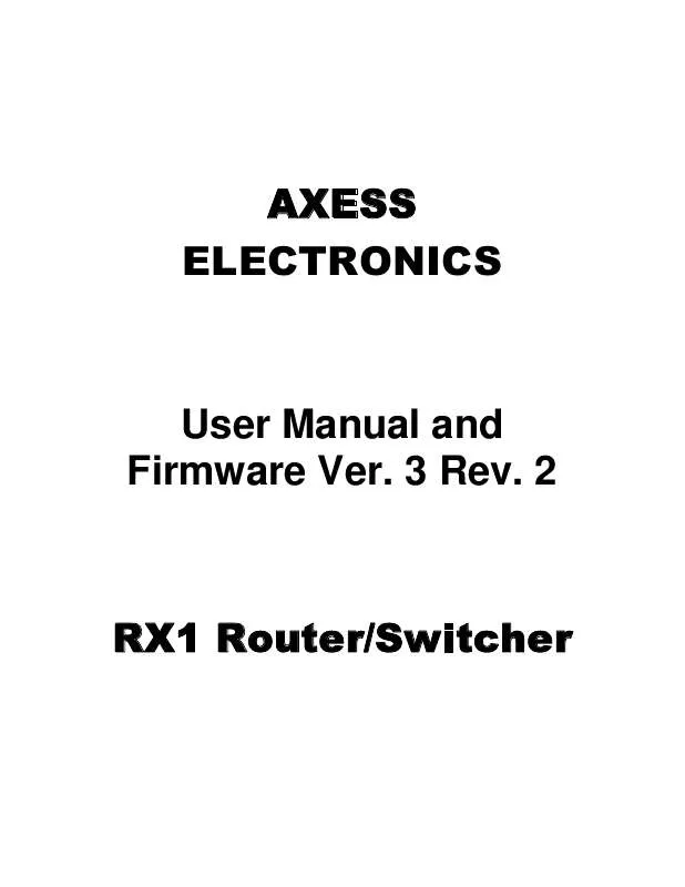 Mode d'emploi AXESS ELECTRONICS RX1