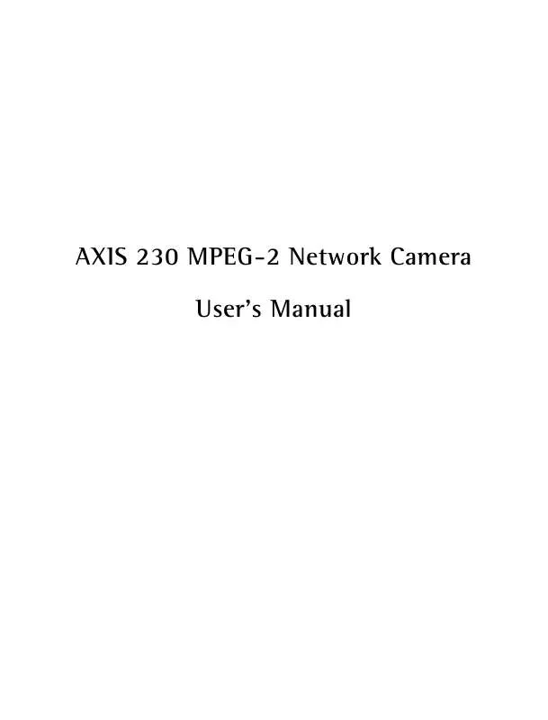 Mode d'emploi AXIS 230 MPEG-2