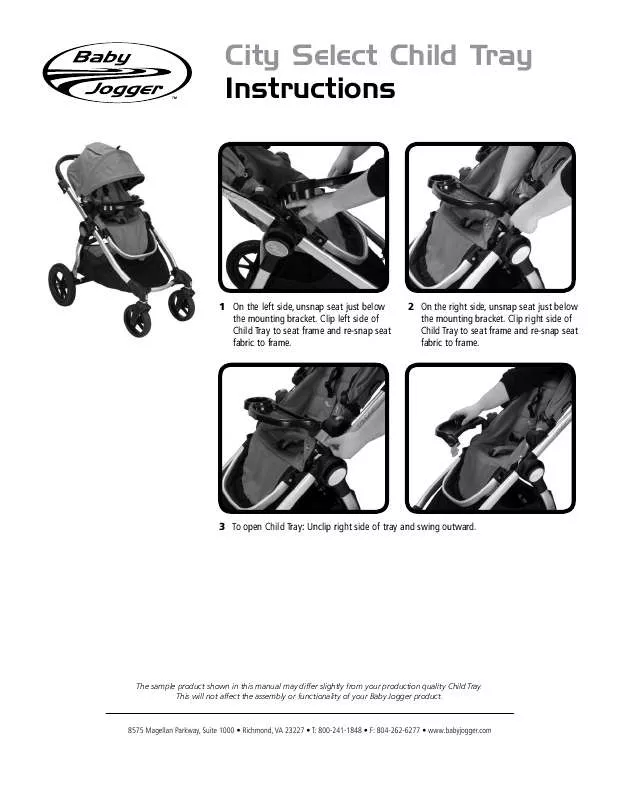 Mode d'emploi BABY JOGGER CITY SELECT CHILD TRAY