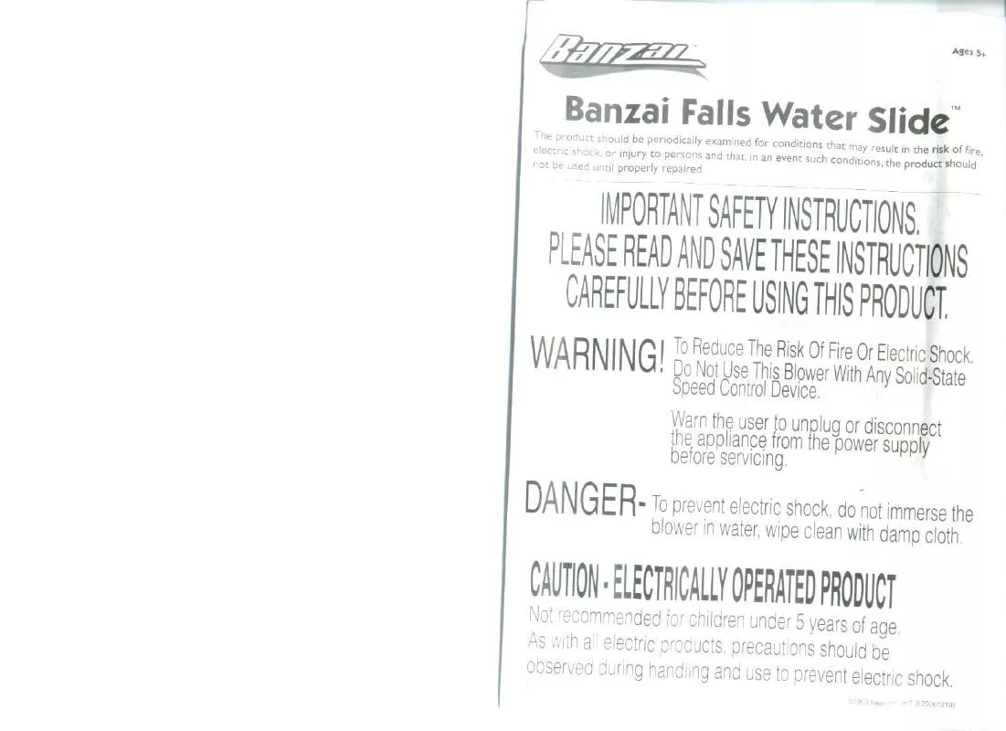Mode d'emploi BANZAI FALLS WATER SLIDE