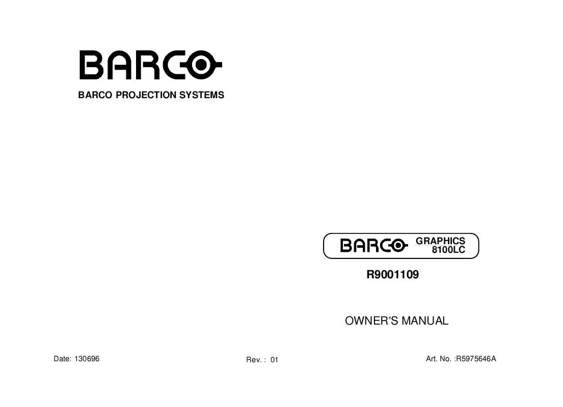 Mode d'emploi BARCO GRAPHICS 8100LC