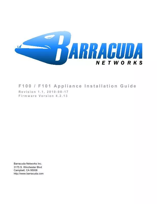 Mode d'emploi BARRACUDA F101 APPLIANCE 4.2.13