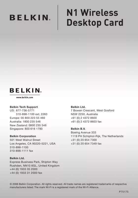 Mode d'emploi BELKIN F5D8001