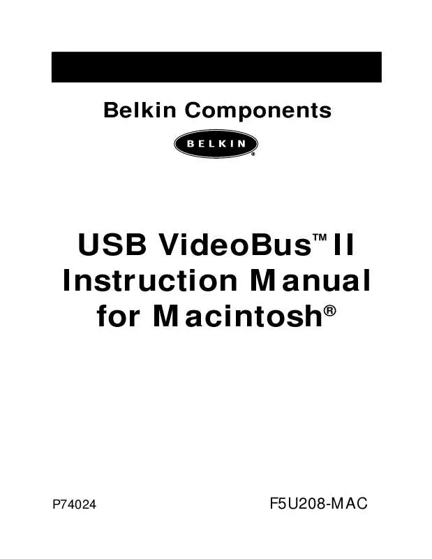 Mode d'emploi BELKIN F5U208-MAC