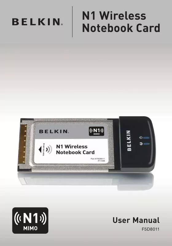 Mode d'emploi BELKIN N1 WIRELESS NOTEBOOK CARD F5D8011
