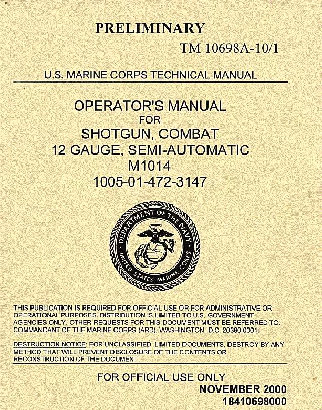 Mode d'emploi BENELLI M1014 COMBAT SHOTGUN