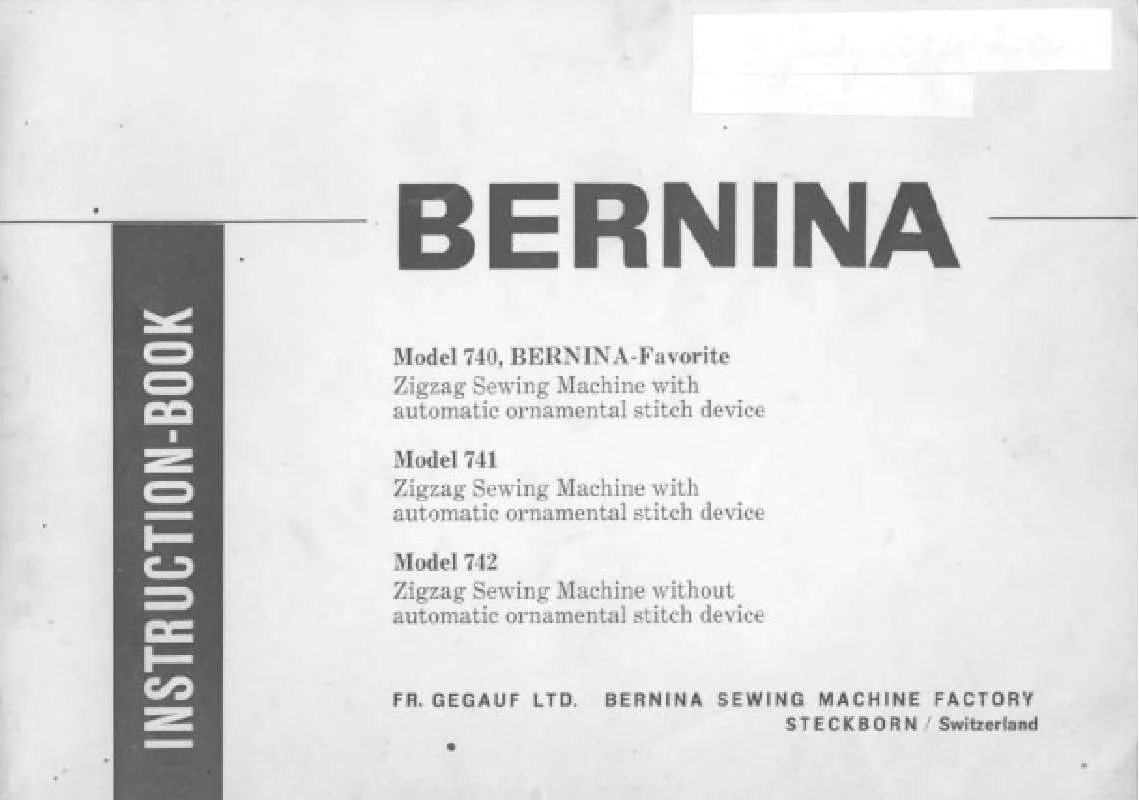 Mode d'emploi BERNINA 740