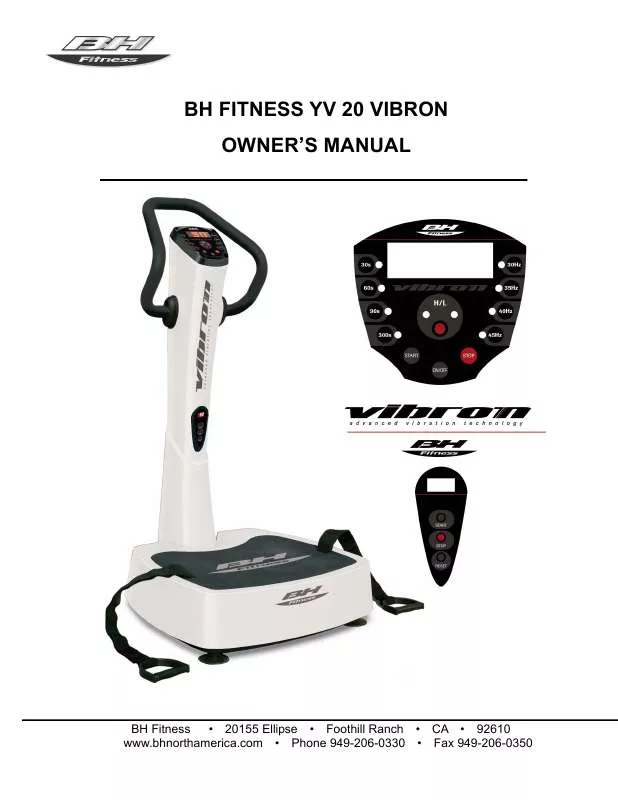 Mode d'emploi BH FITNESS YV-20