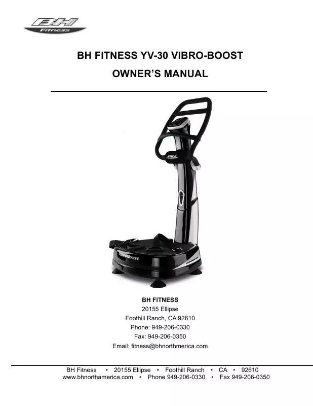 Mode d'emploi BH FITNESS YV-30
