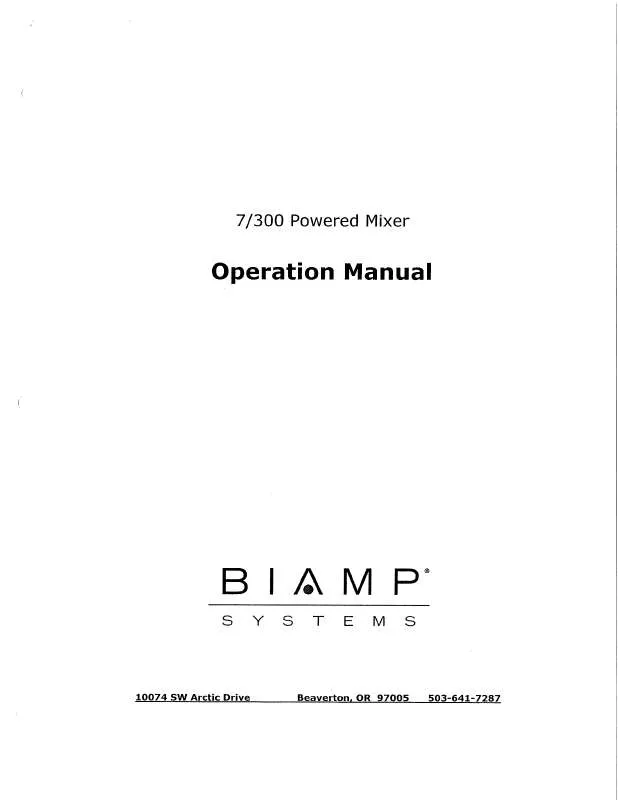 Mode d'emploi BIAMP 7-300 POWERED MIXER
