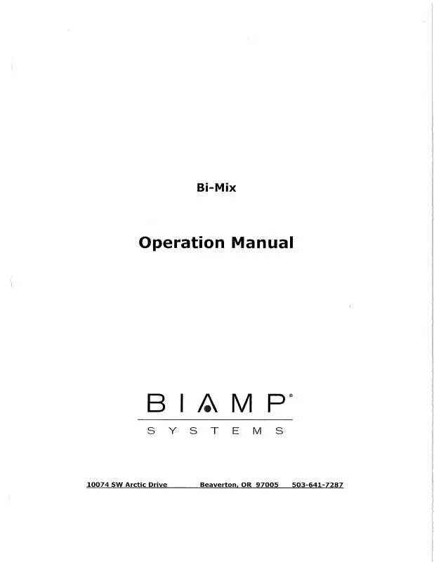 Mode d'emploi BIAMP BI-MIX