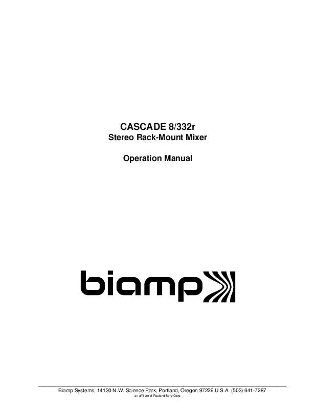Mode d'emploi BIAMP CASCADE 8 / 332R