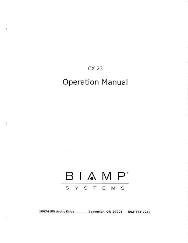 Mode d'emploi BIAMP CX 23