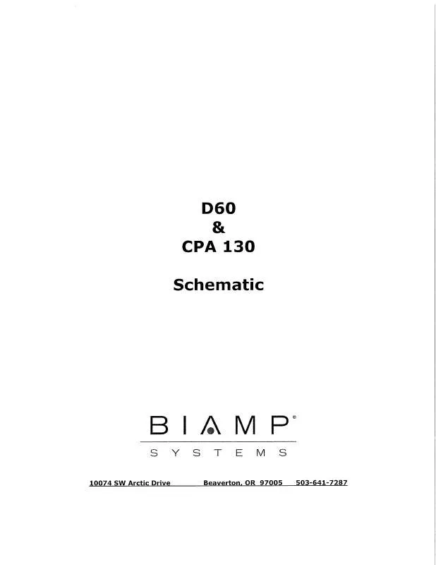 Mode d'emploi BIAMP D60 AND CPA 130