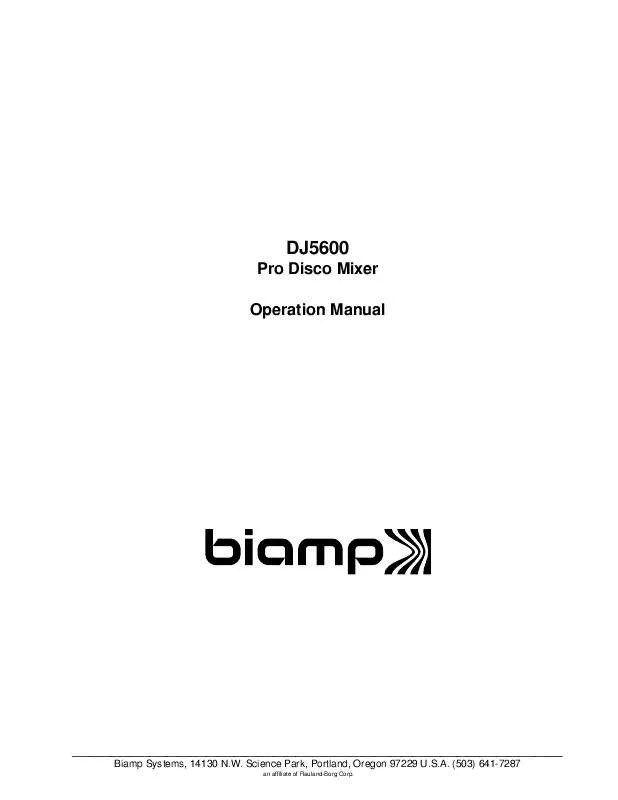 Mode d'emploi BIAMP DJ 5600