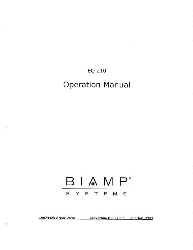 Mode d'emploi BIAMP EQ 210
