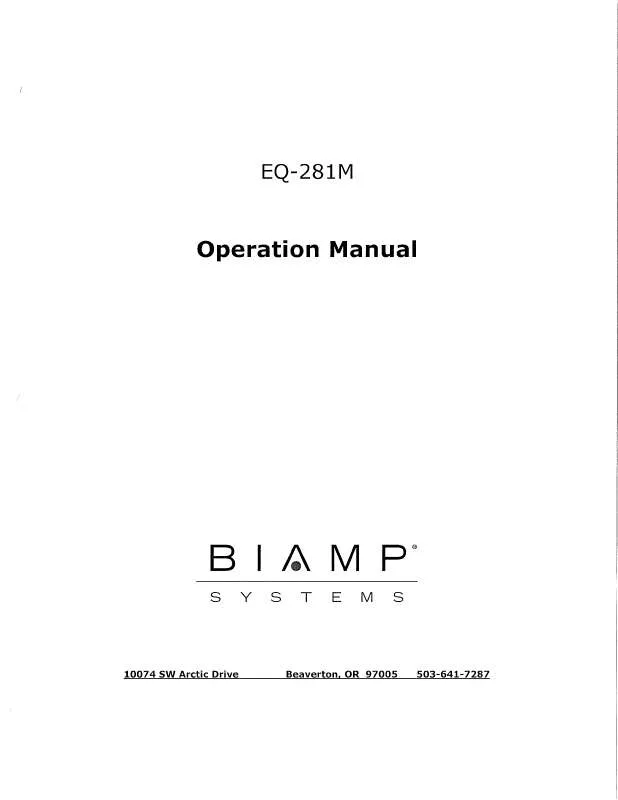 Mode d'emploi BIAMP EQ-281M