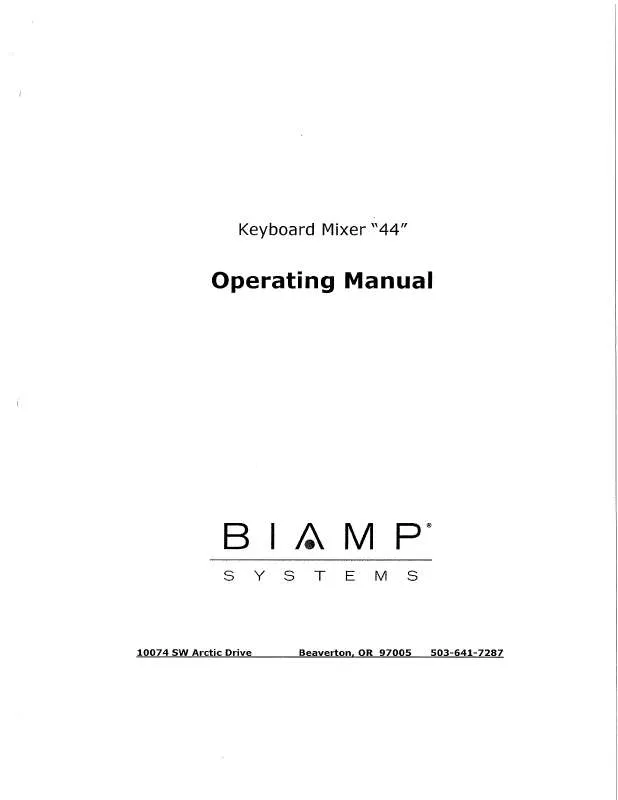 Mode d'emploi BIAMP KEYBOARD MIXER 44