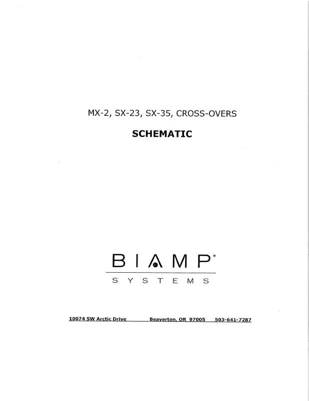 Mode d'emploi BIAMP MX-2, SX-23, SX-35 CROSS-OVERS