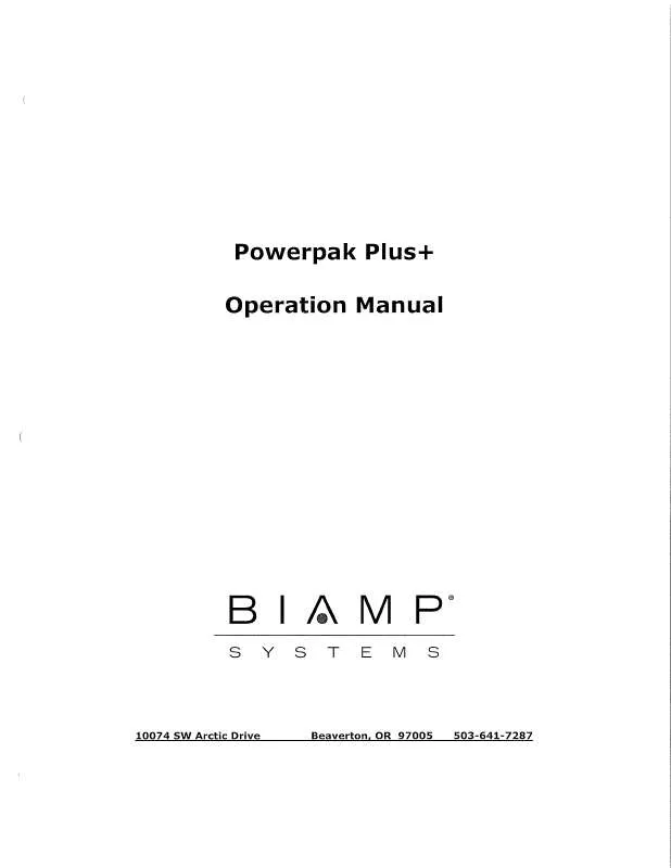 Mode d'emploi BIAMP POWERPAK PLUS M2-V