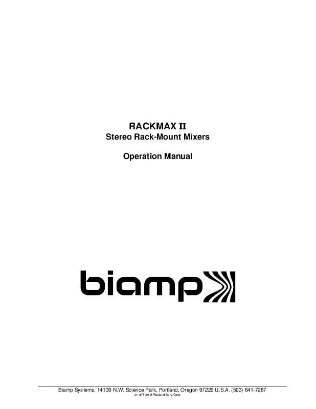 Mode d'emploi BIAMP RACKMAX II