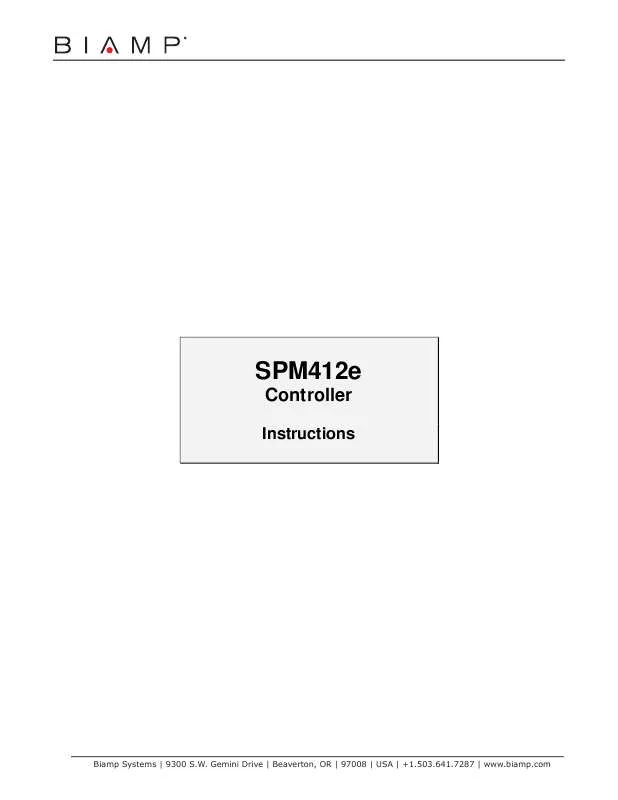 Mode d'emploi BIAMP SPM412E CONTROLLER