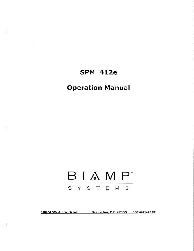 Mode d'emploi BIAMP SPM 412E