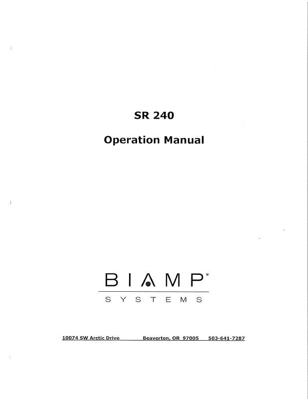 Mode d'emploi BIAMP SR-240