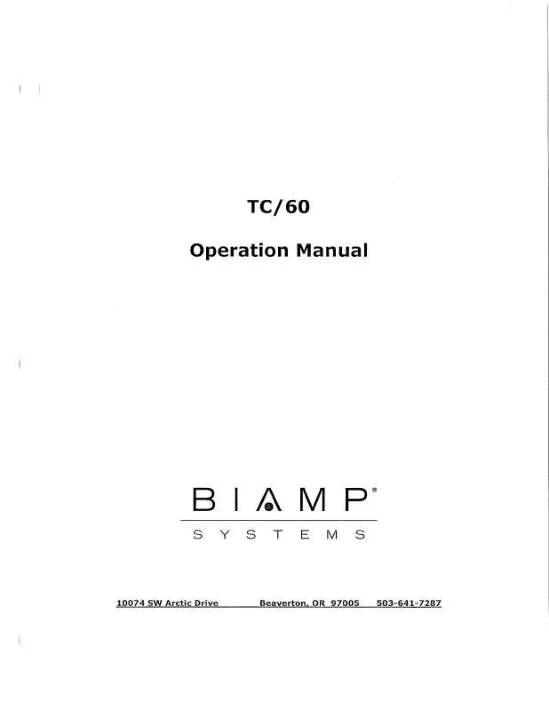 Mode d'emploi BIAMP TC60