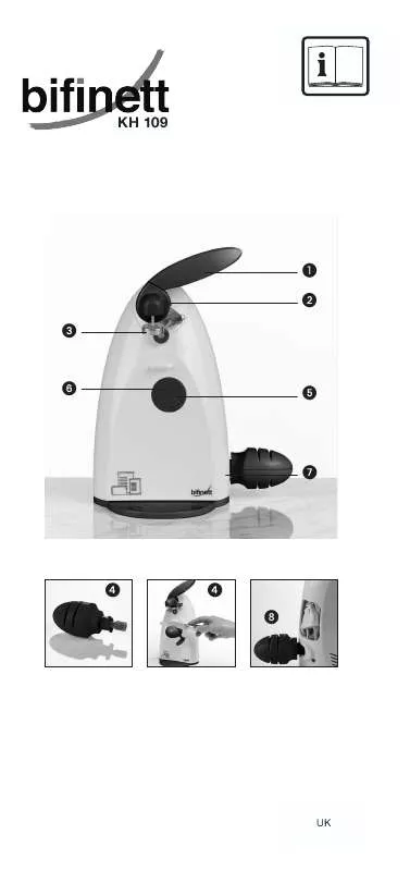 Mode d'emploi BIFINETT KH 109 ELECTRIC CAN OPENER WITH INTEGRATED KNIFE SHARPENER