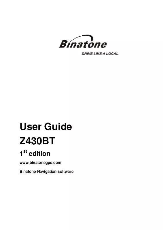 Mode d'emploi BINATONE Z430BT