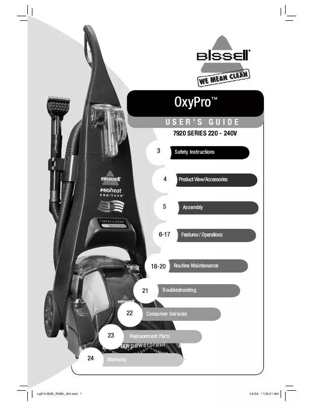 Mode d'emploi BISSELL OXYPRO 240V