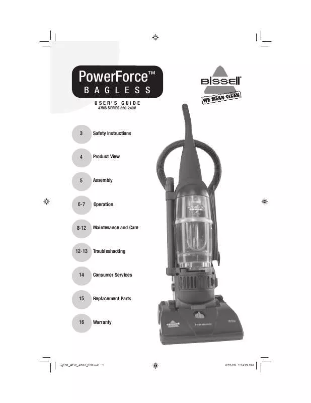 Mode d'emploi BISSELL POWERFORCE 47M6