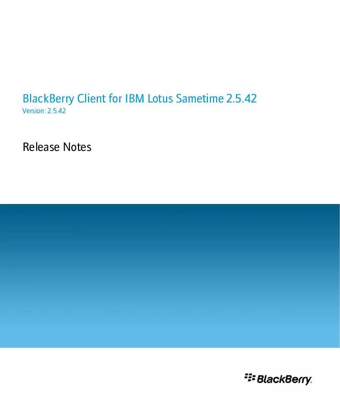 Mode d'emploi BLACKBERRY CLIENT FOR IBM LOTUS SAMETIME 2.5.42