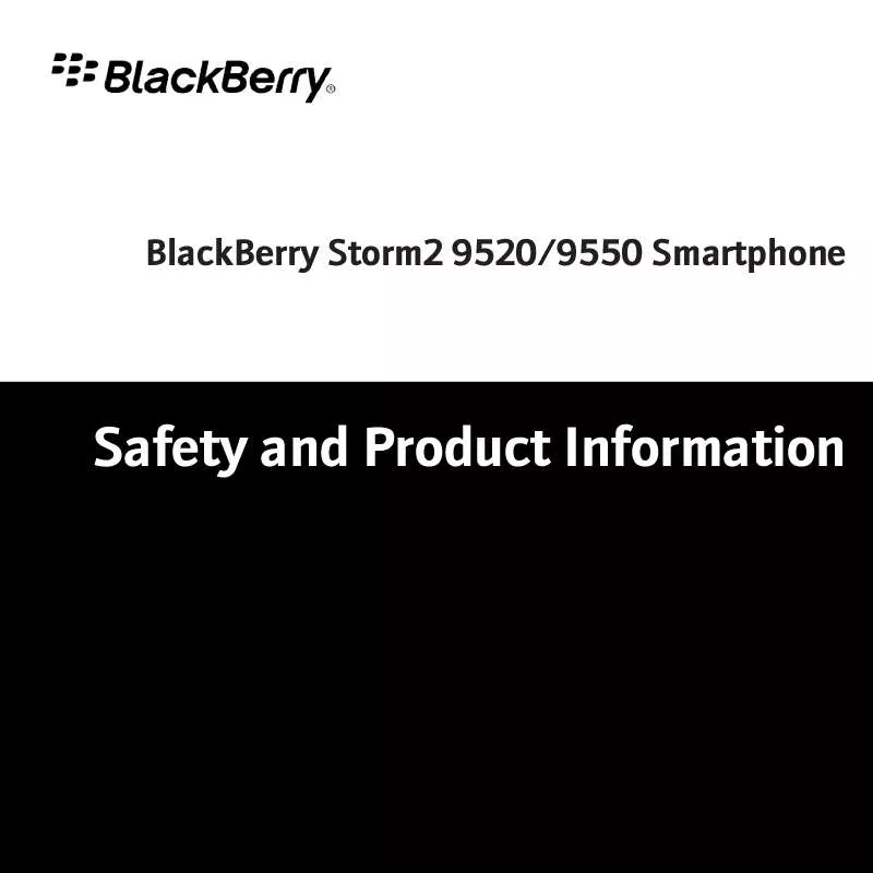 Mode d'emploi BLACKBERRY STORM2 9500