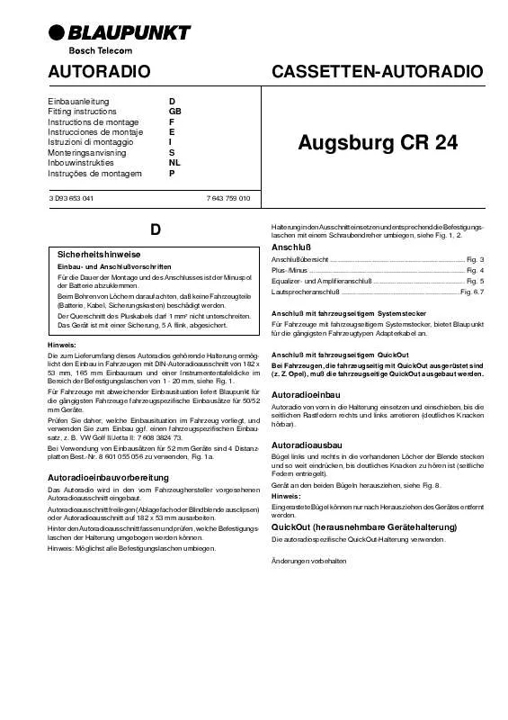 Mode d'emploi BLAUPUNKT AUGSBURG CR 24