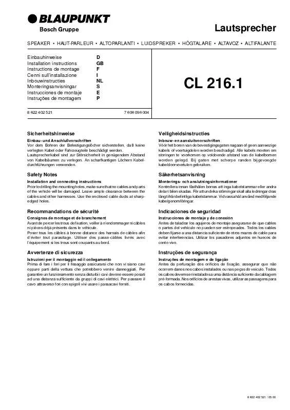 Mode d'emploi BLAUPUNKT CL 216.1