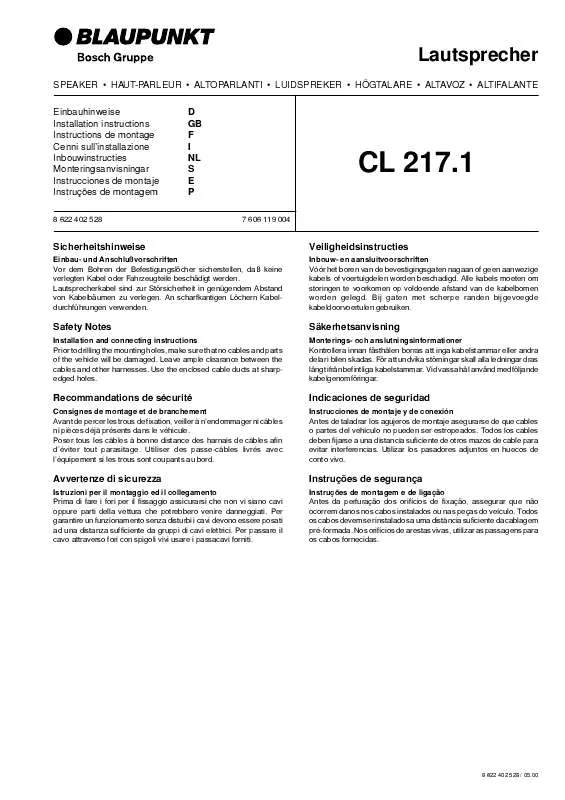 Mode d'emploi BLAUPUNKT CL 217.1