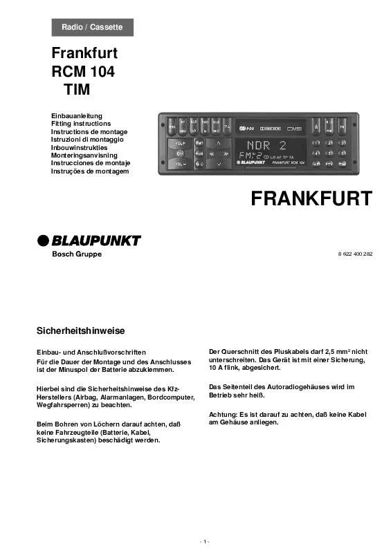 Mode d'emploi BLAUPUNKT FRANKFURT RCM 104