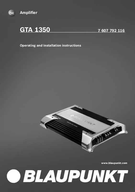 Mode d'emploi BLAUPUNKT GTA 1350