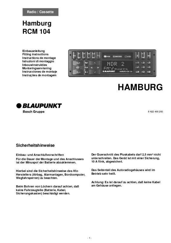 Mode d'emploi BLAUPUNKT HAMBURG RCM 104