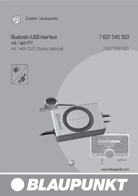 Mode d'emploi BLAUPUNKT BLUETOOTH-USB INTERFACE