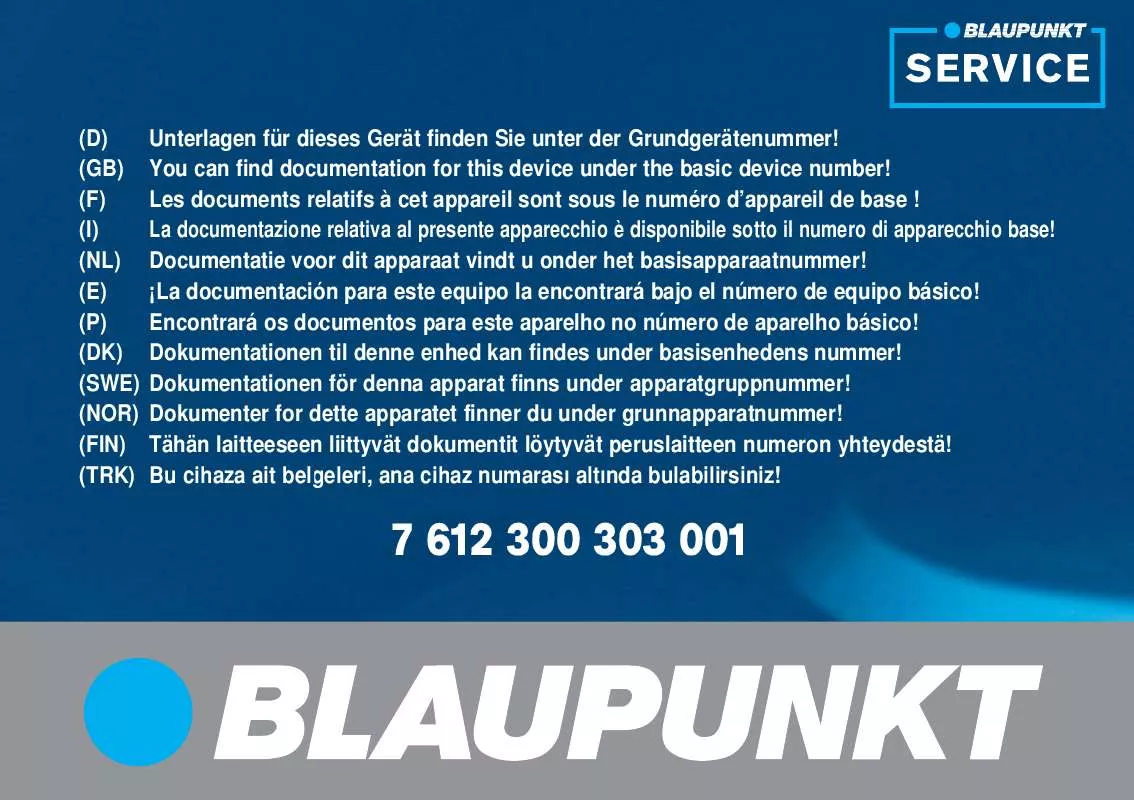 Mode d'emploi BLAUPUNKT TP E2 W/R EU O. CD