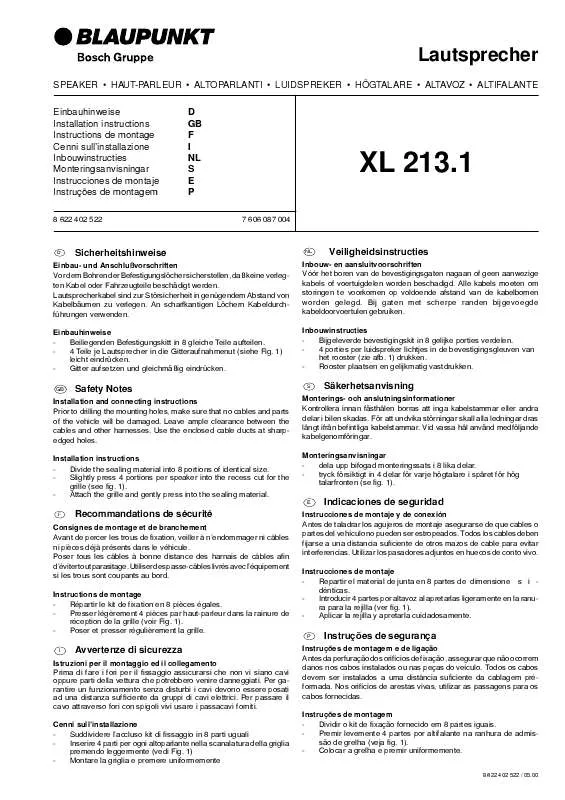 Mode d'emploi BLAUPUNKT XL 213.1