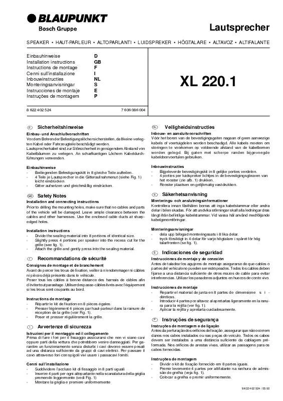 Mode d'emploi BLAUPUNKT XL 220.1