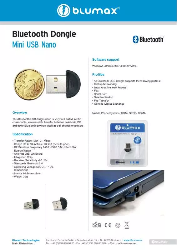Mode d'emploi BLUMAX DONGLE MINI USB NANO