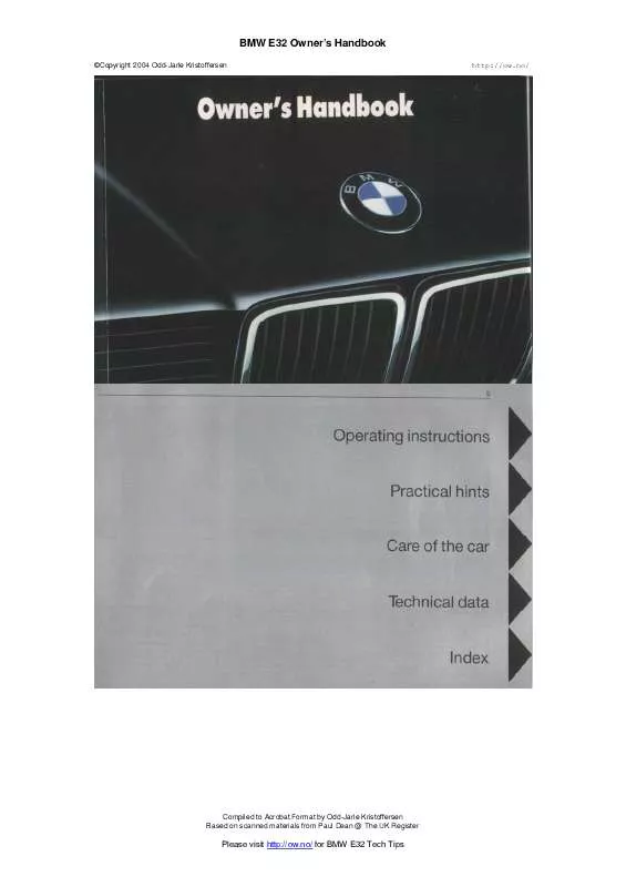 Mode d'emploi BMW E32