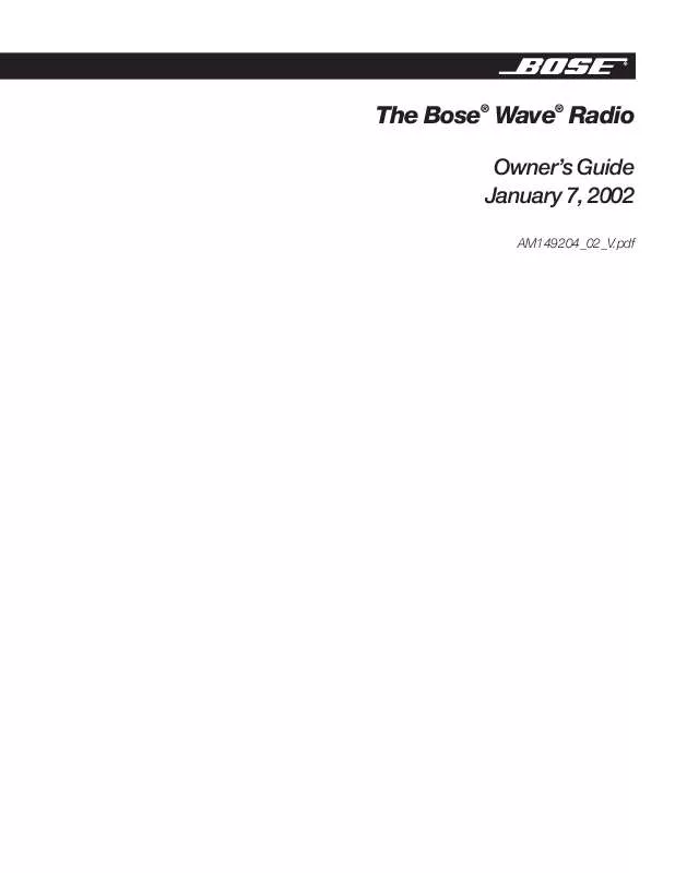 Mode d'emploi BOSE WAVE RADIO I