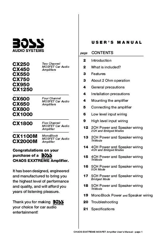 Mode d'emploi BOSS CHAOS EXXTREME CX1000